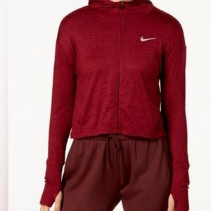 Nike Women's Burgundy Cropped Zip-Up Running Jacket